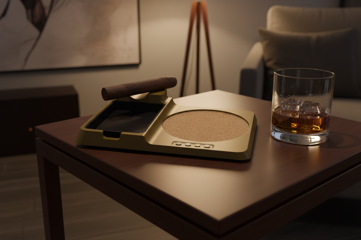 Cigar Tray with Custom Laser Engraved Coaster