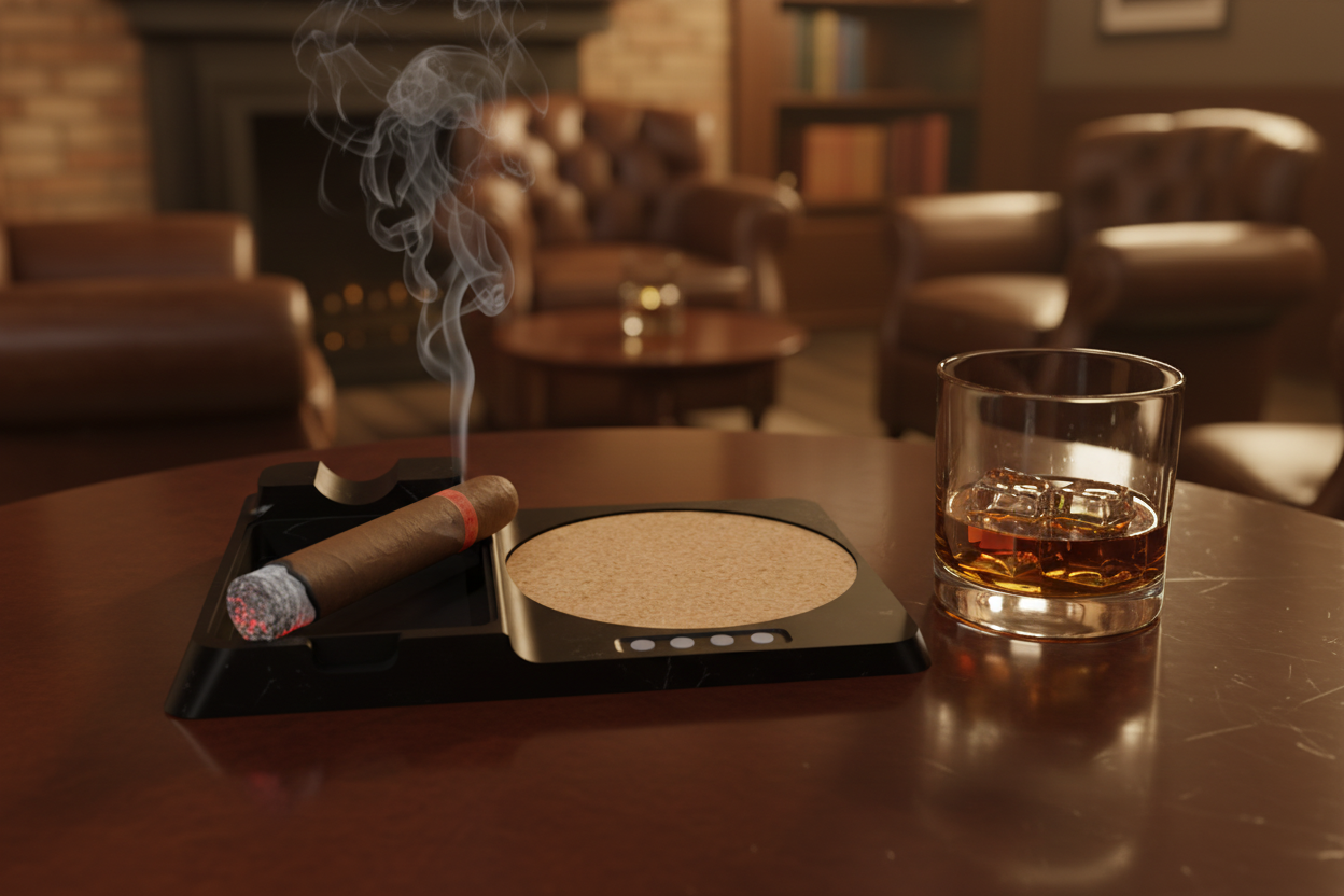 Cigar Tray with Custom Laser Engraved Coaster